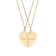 Engravable Break-Apart Heart Necklace Set