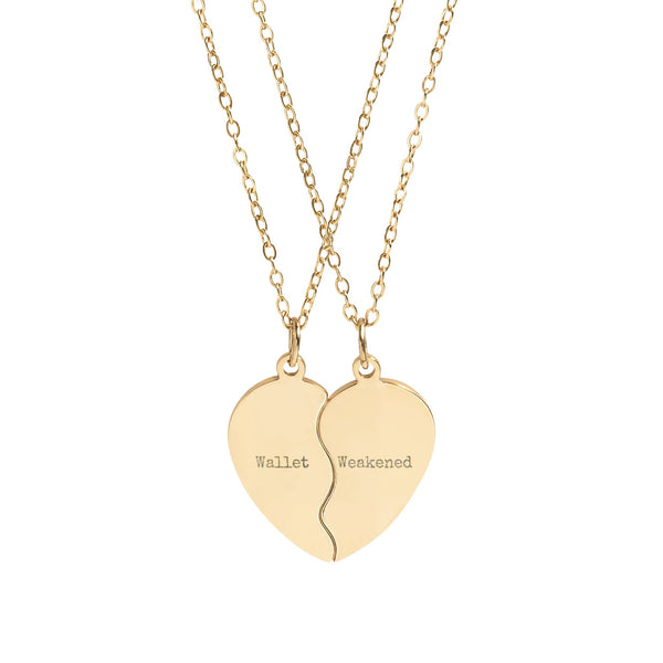 Engravable Break-Apart Heart Necklace Set