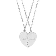 Engravable Break-Apart Heart Necklace Set