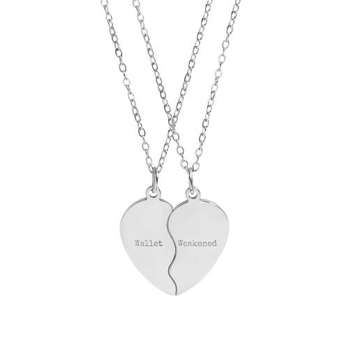 Engravable Break-Apart Heart Necklace Set